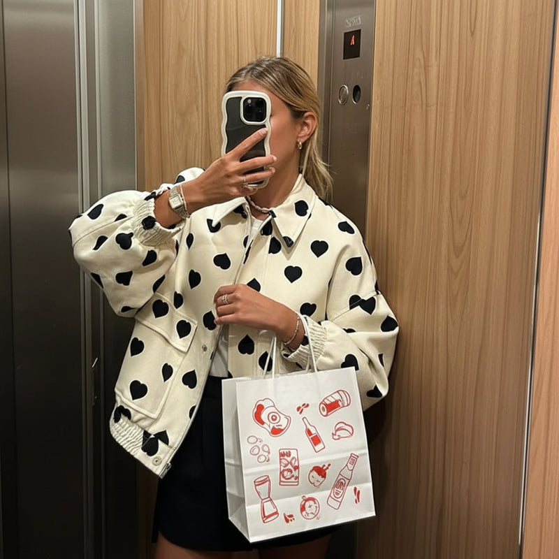 Ava Women's Coat | Polka Dot Design, Casual Winter Outerwear 0