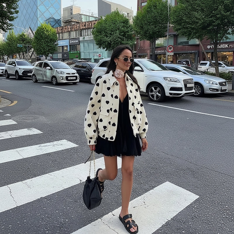 Ava Women's Coat | Polka Dot Design, Casual Winter Outerwear