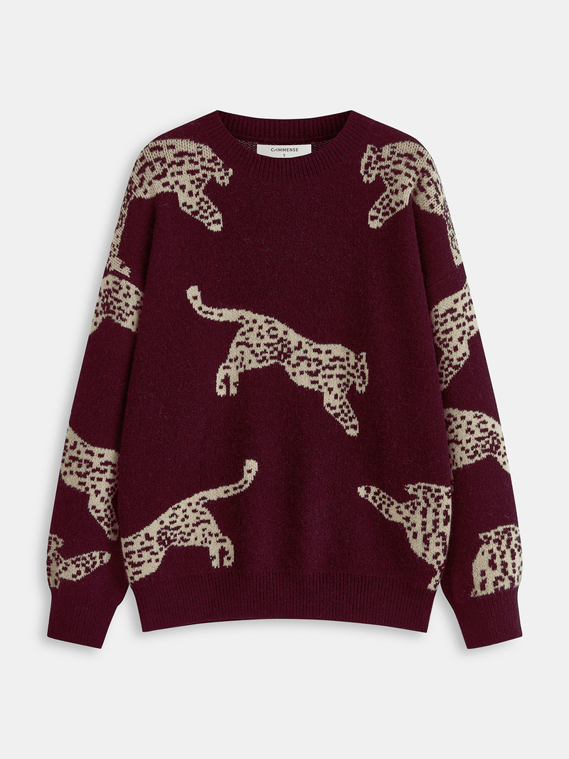 Talia Women's Leopard Sweater - close-up detail