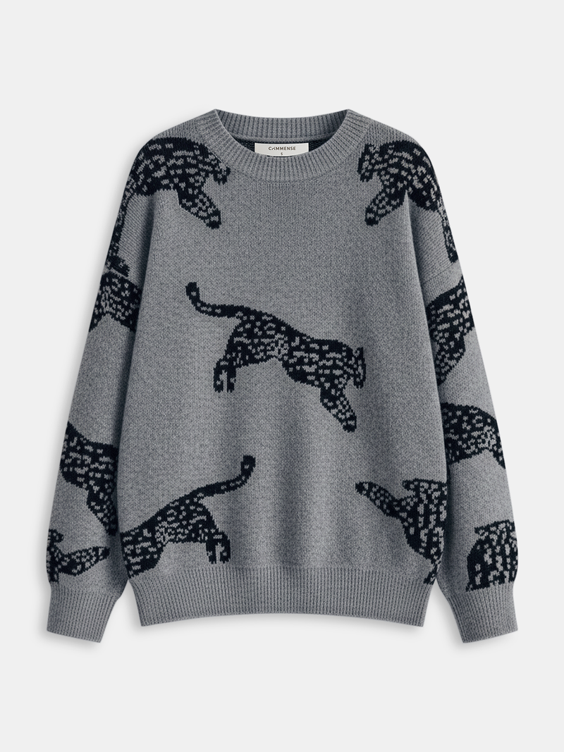 Talia Women's Leopard Sweater - flat lay
