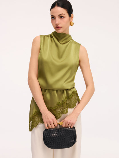 Maren Women's Satin Top - fabric and finish detail