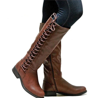 Morgan Women's Knee High Boots | Lace Up Front, Bold Modern Edge