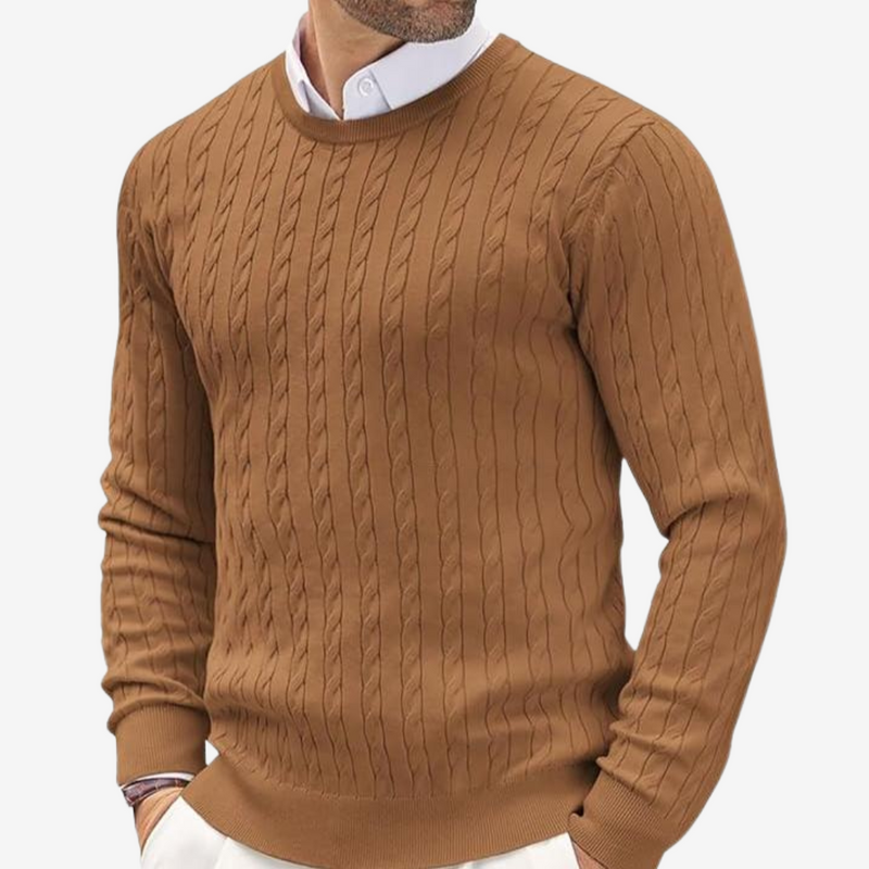 Marlow Men's Cable Knit Sweater - close-up detail