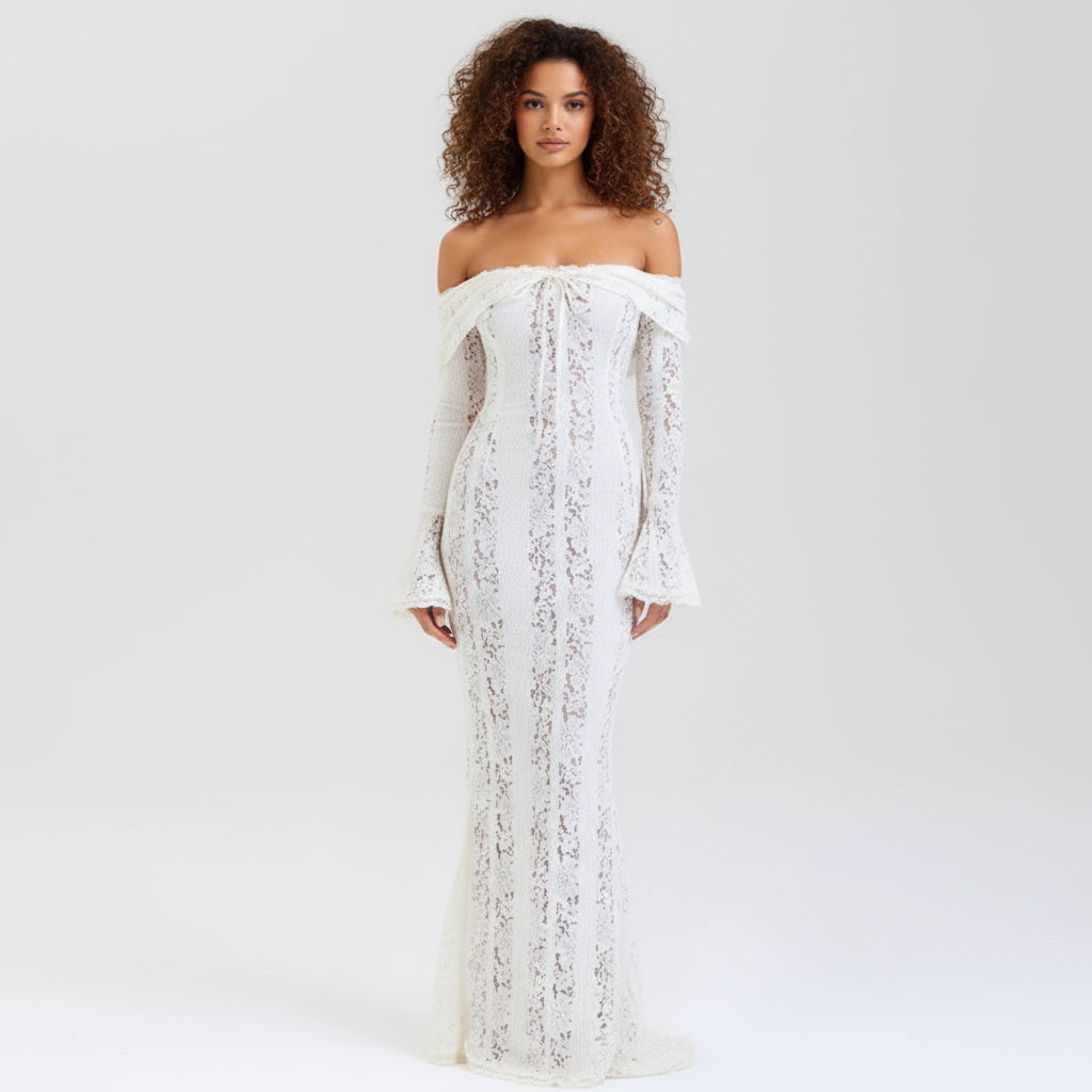 Lisette Women's Maxi Dress | Floral Lace, Off Shoulder