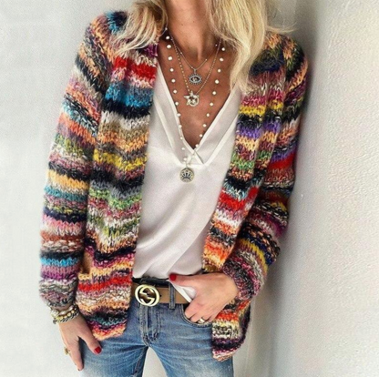 Lumi Women's Striped Cardigan - front view