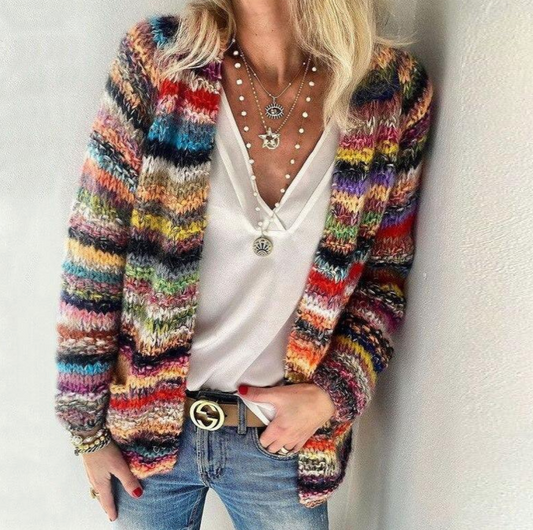 Lumi Women's Striped Cardigan - front view