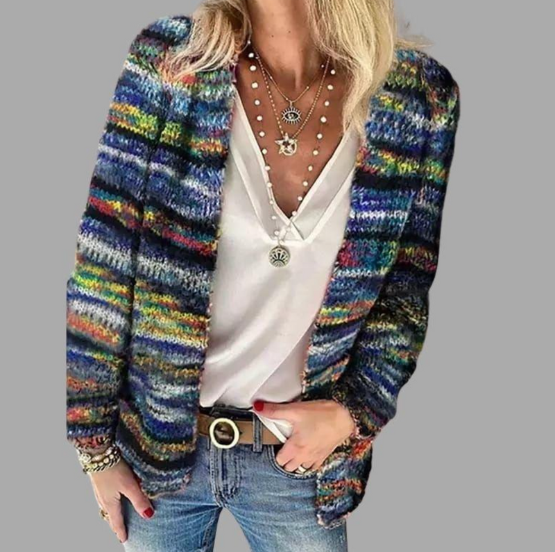Lumi Women's Striped Cardigan - styled view