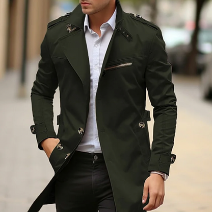 Theo Men's Trench Coat - fabric and finish detail