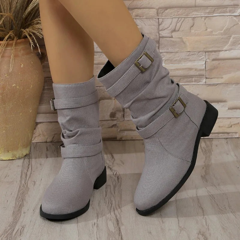 Darcy Women's Block Heel Ankle Boots - fabric and finish detail