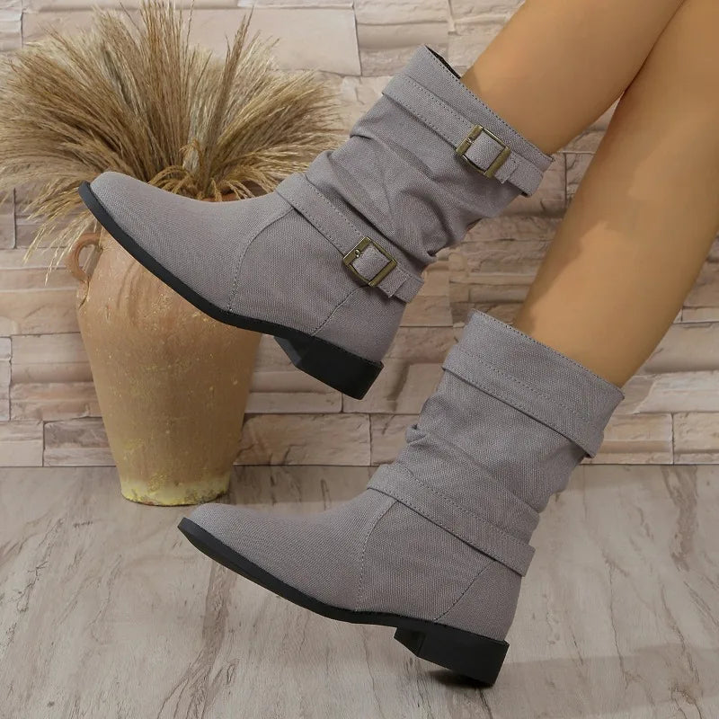 Darcy Women's Block Heel Ankle Boots - close-up detail