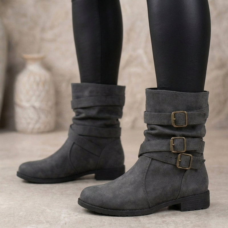 Juliette Women's Block Heel Ankle Boots - fabric and finish detail
