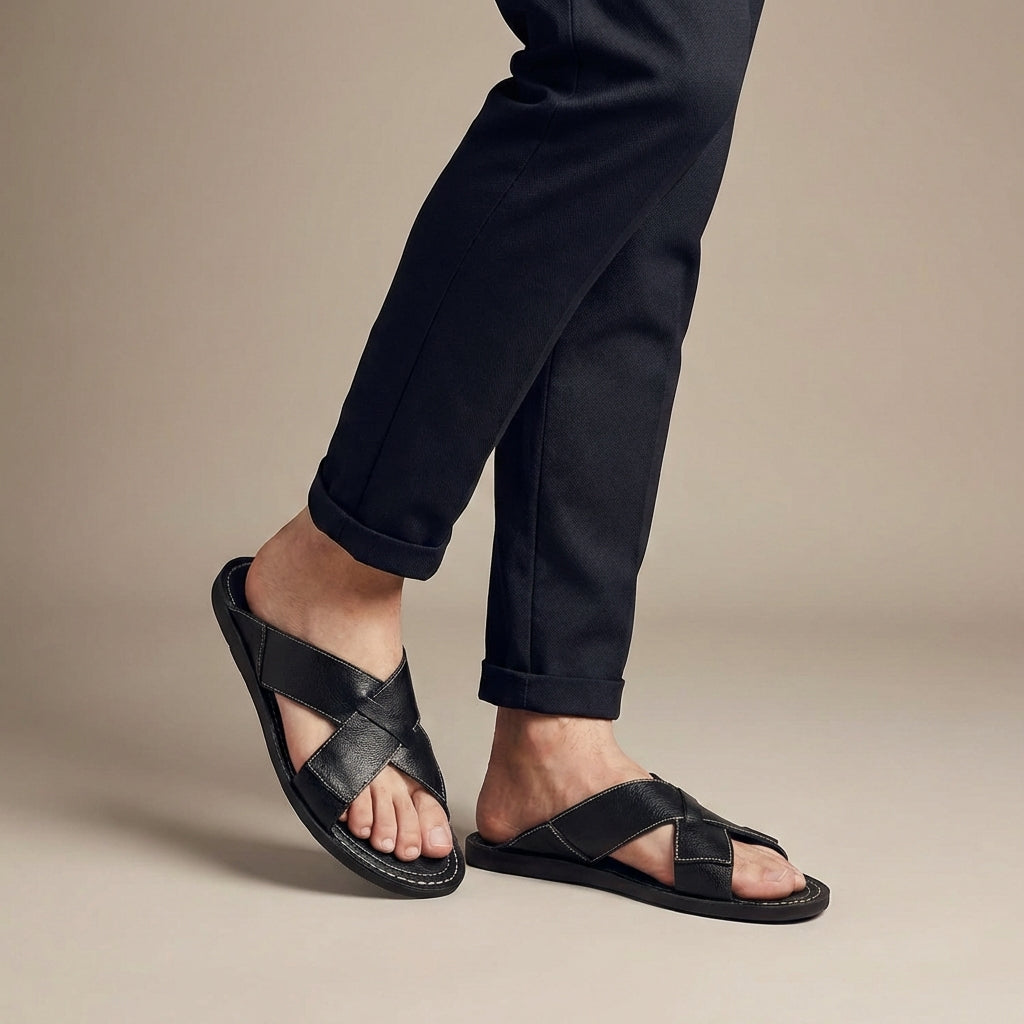 Yves Men's Sandals - fabric and finish detail