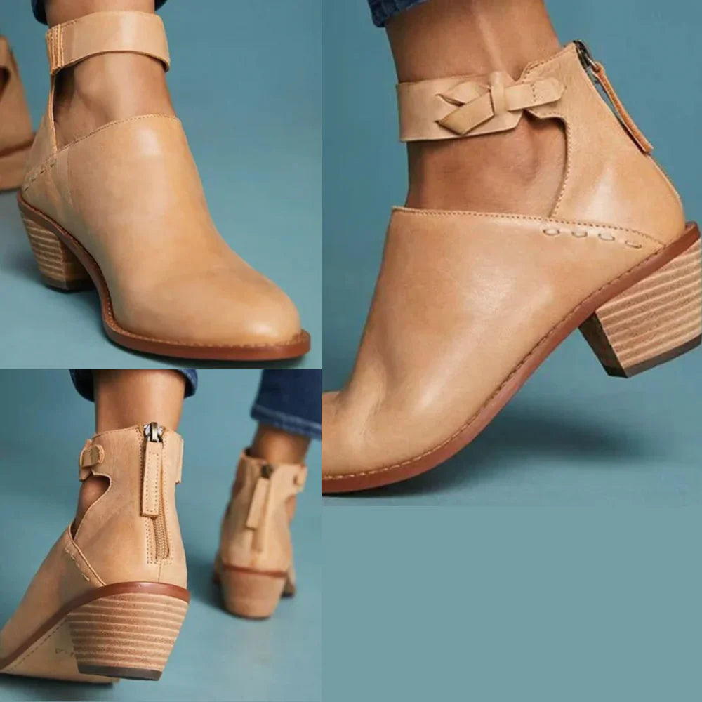 Iris Women's Block Heel Ankle Boots - fabric and finish detail