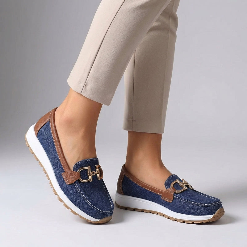 Mabel Women's Suede Loafers - fabric and finish detail