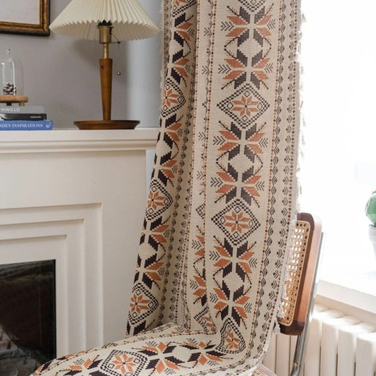 Bohemian Geometric Semi-Blackout Curtain | Tassel Edge, Microfiber