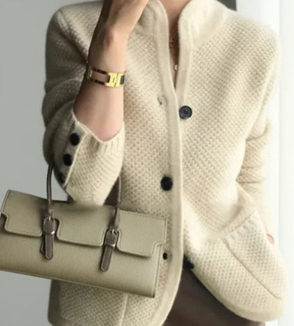 June Women's Cable Knit Cardigan - styled view
