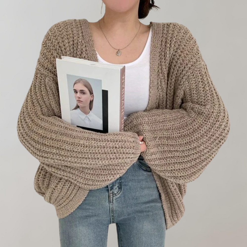 Clara Women's Oversized Cardigan - fabric and finish detail