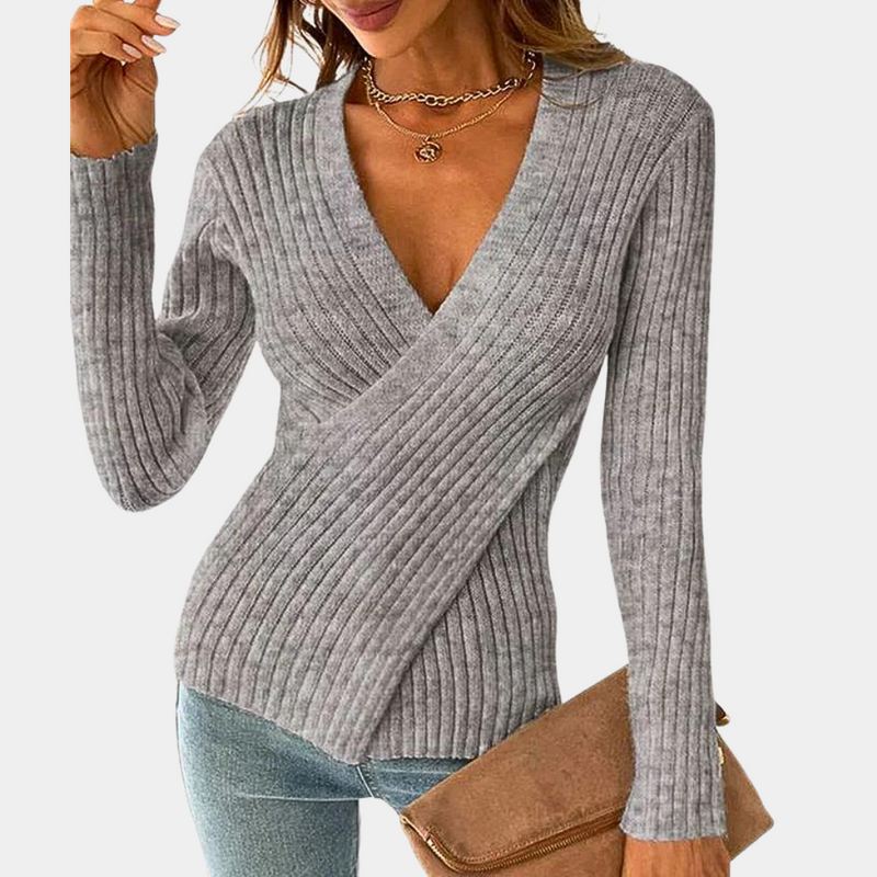 Ulla Women's Sweater | Wrap, V-neck, Black