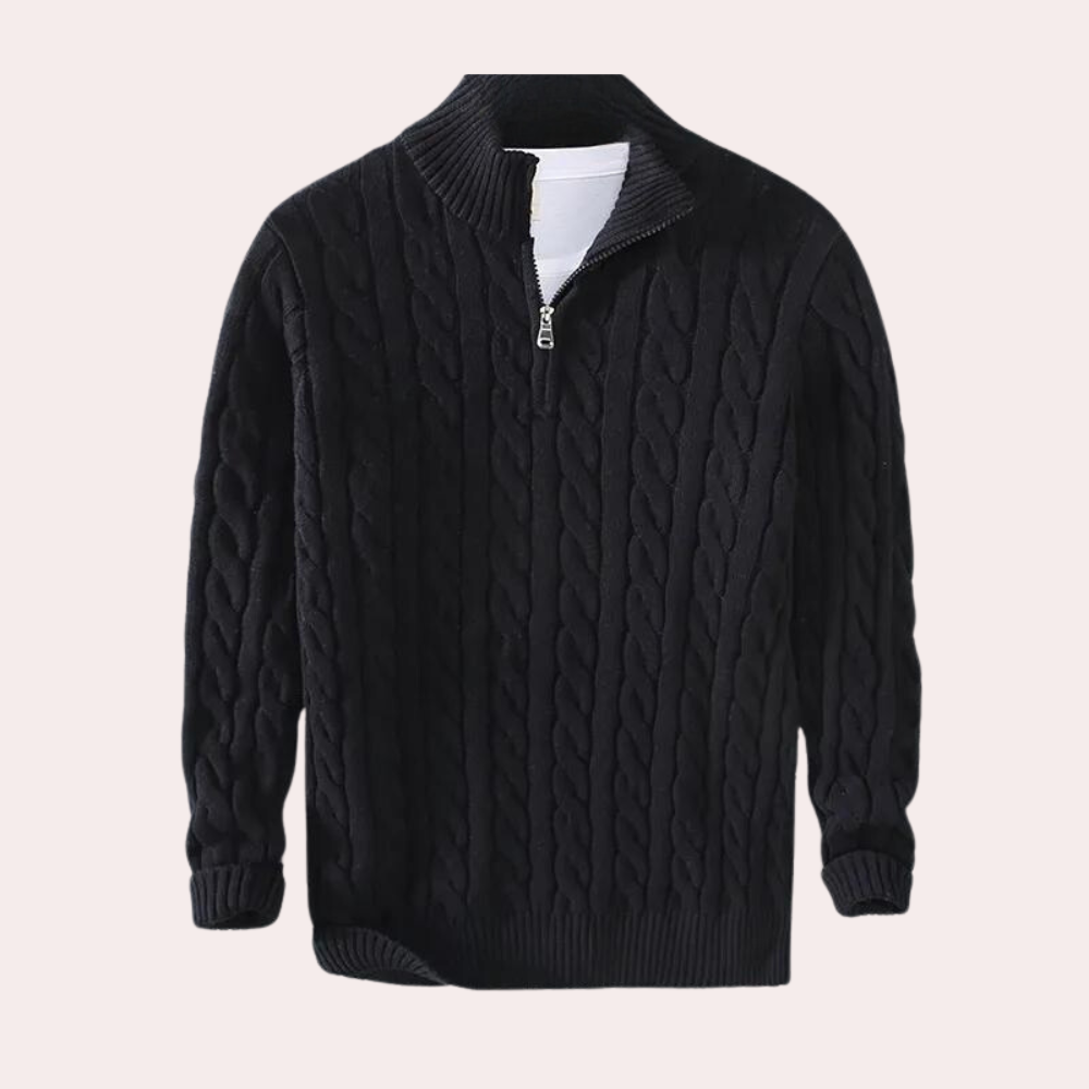 Rhys Men's Cable Knit Sweater - close-up detail