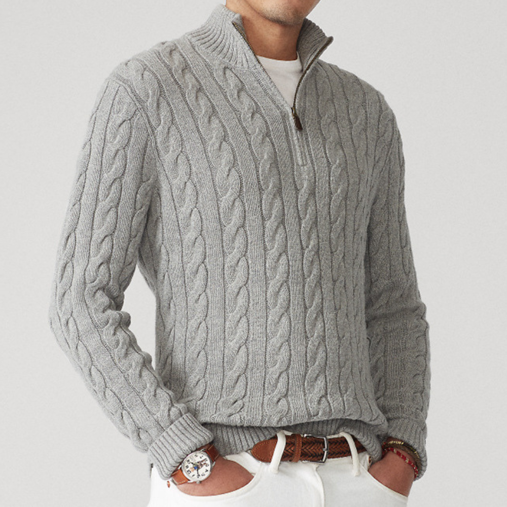 Rhys Men's Cable Knit Sweater - full-length view