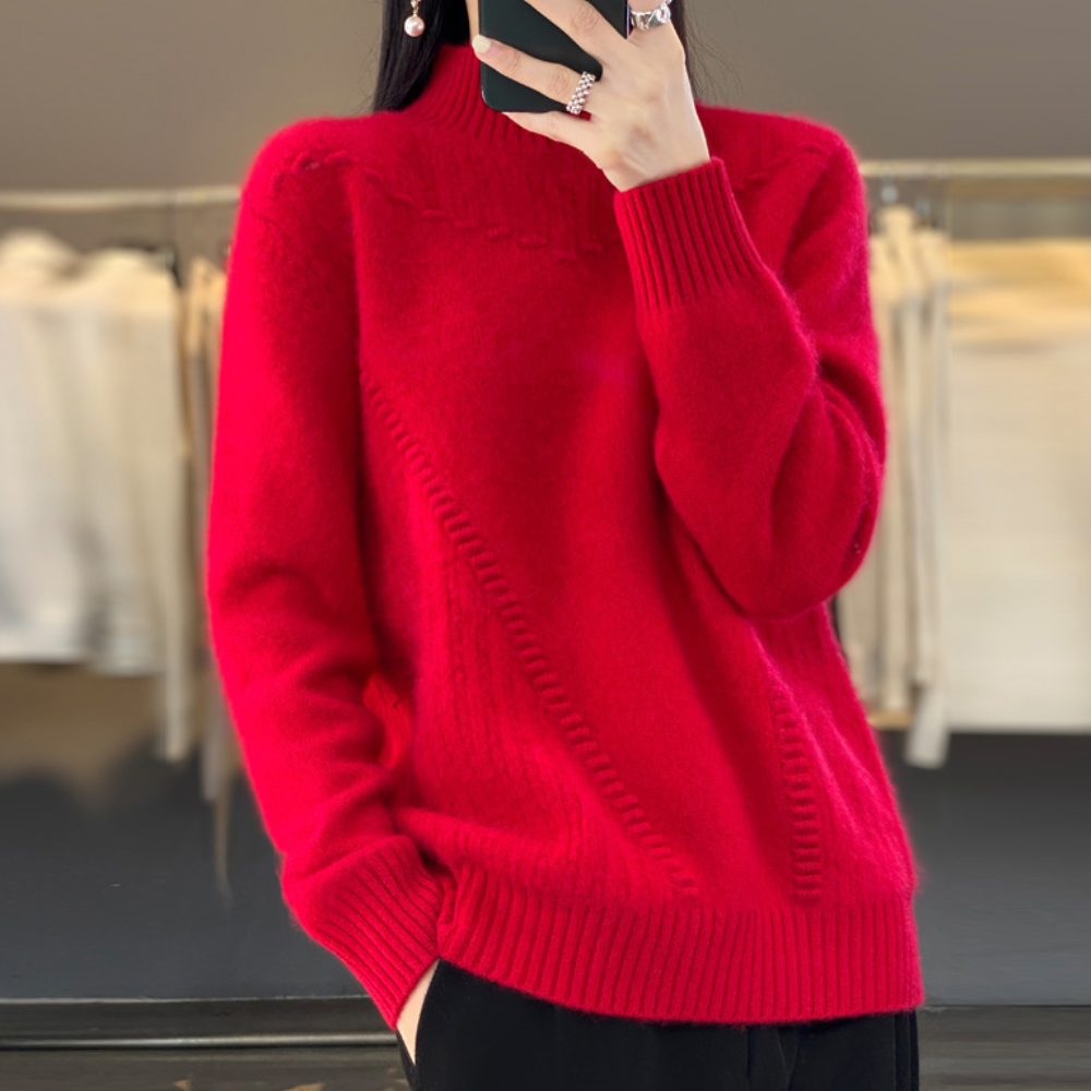 June Women's Ribbed Knit Sweater - close-up detail