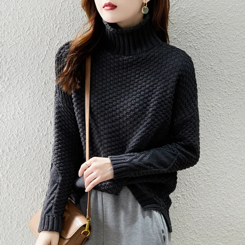 Jolie Women's Cable Knit Sweater - styled view