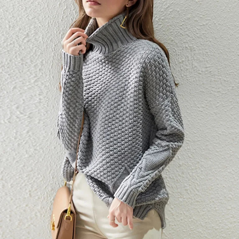 Jolie Women's Cable Knit Sweater - fabric and finish detail
