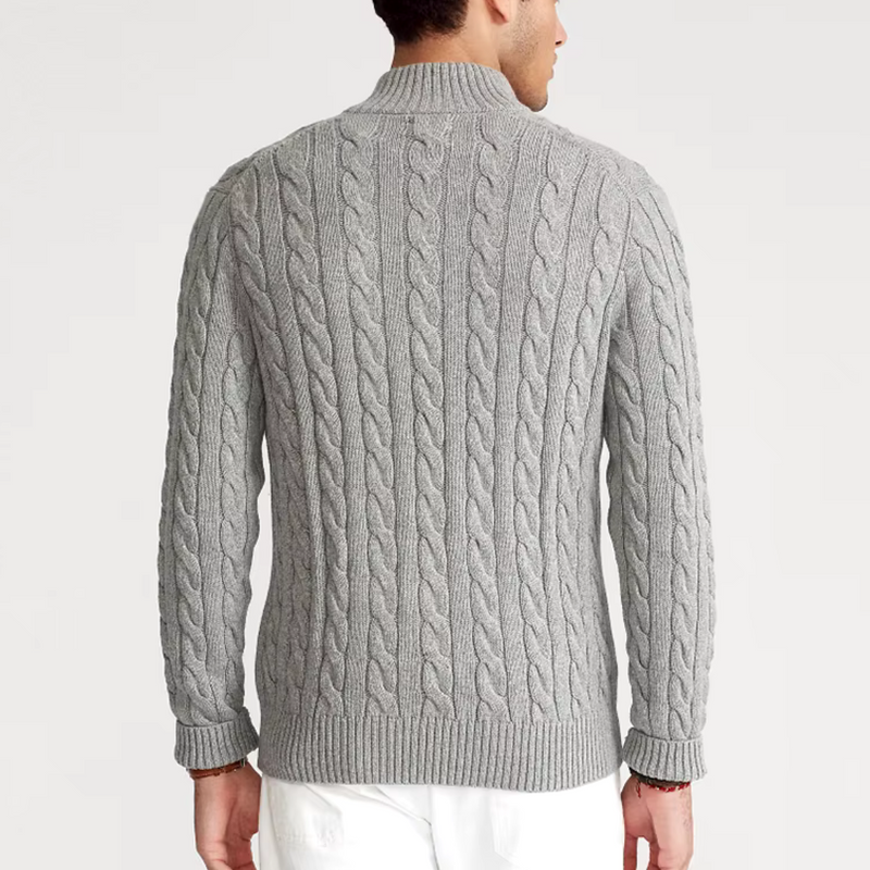 Yves Men's Cable Knit Sweater - styled view