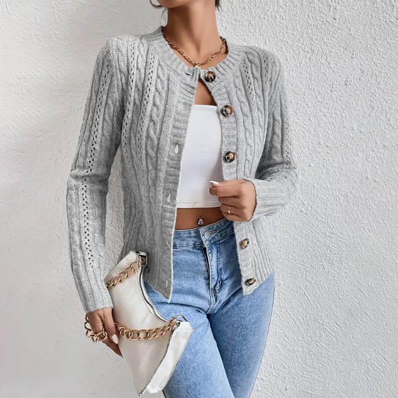 Fleur Women's Cable Knit Cardigan - styled view
