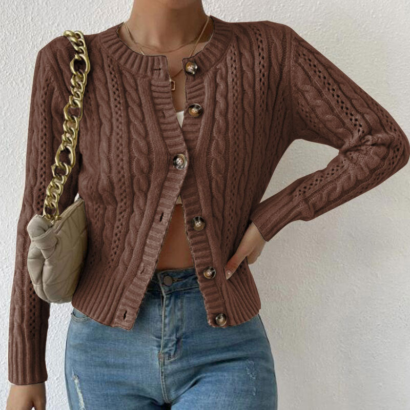 Fleur Women's Cable Knit Cardigan - back view