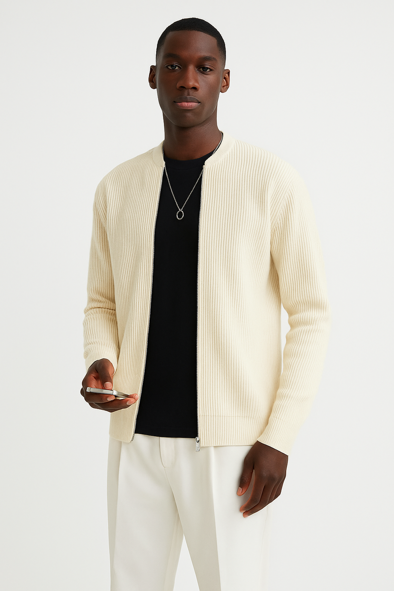 Elias Men's Sweater - fabric and finish detail