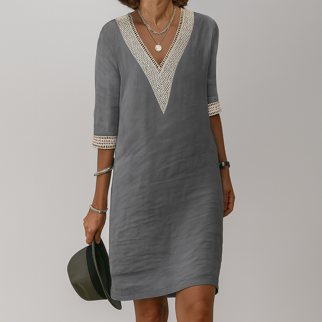 Willa Women's Linen Dress - fabric and finish detail