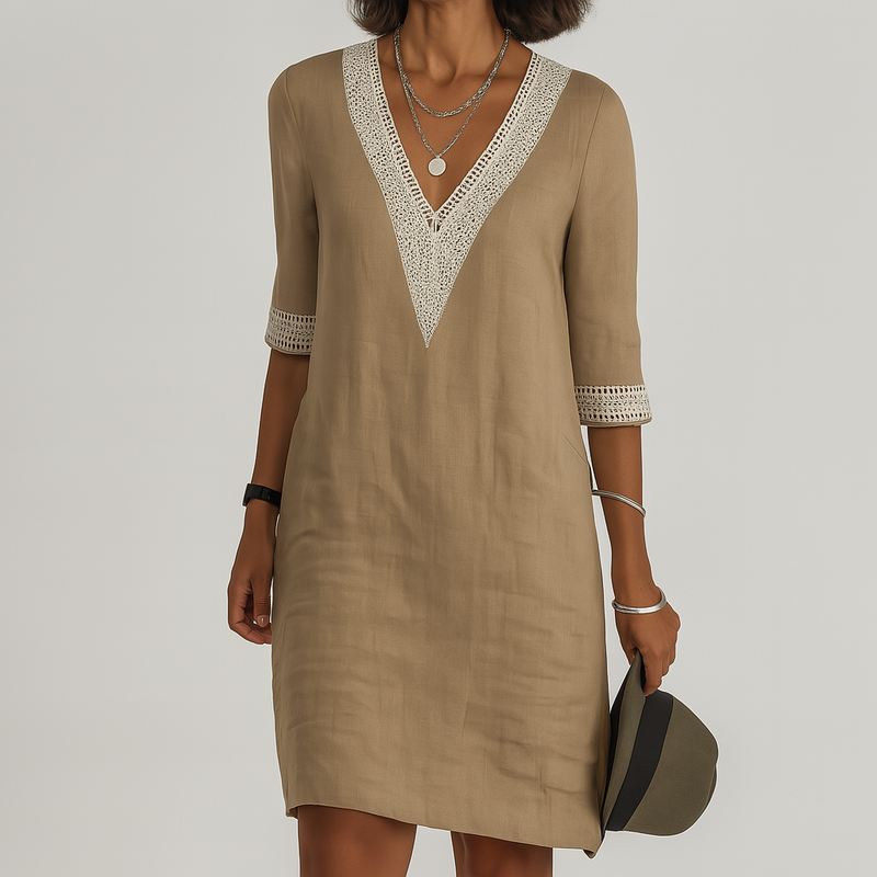 Willa Women's Linen Dress | Relaxed Fit, Sleeveless, Midi