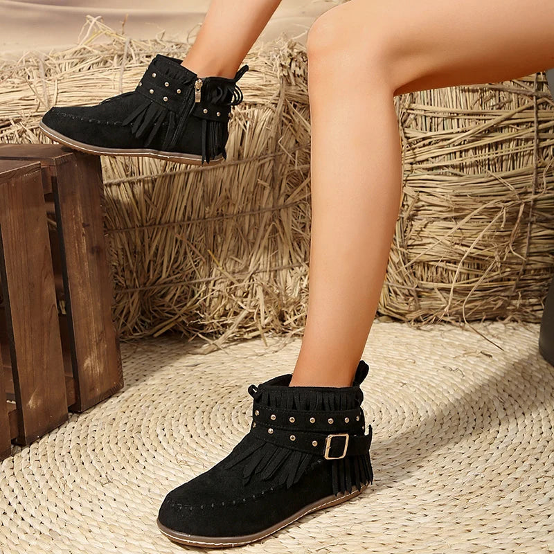 Bijou Women's Suede Ankle Boots - fabric and finish detail