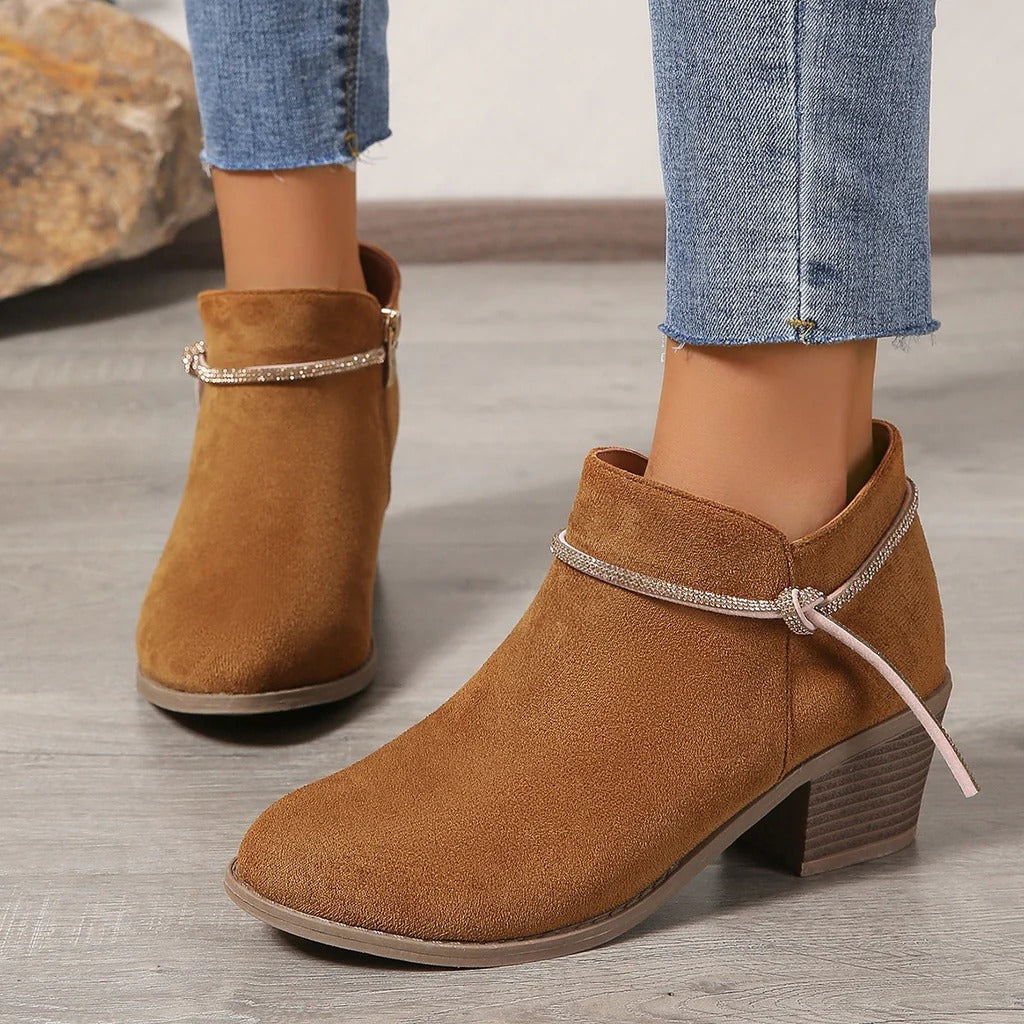 Giselle Women's Chunky Heel Ankle Boots - styled view