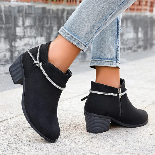 Giselle Women's Chunky Heel Ankle Boots - front view