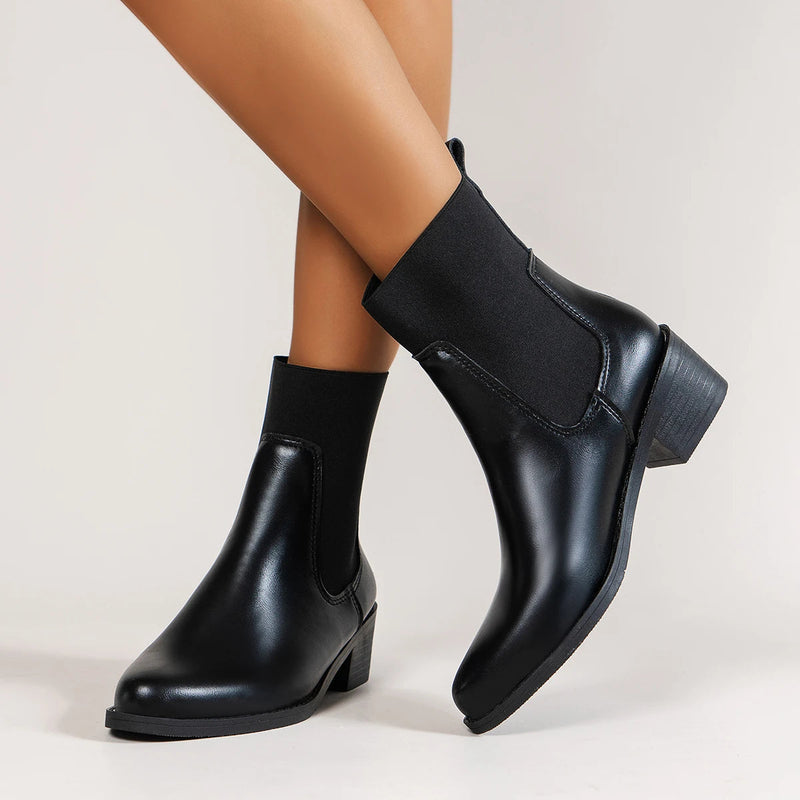 Sienna Women's Chunky Heel Chelsea Boots - styled view