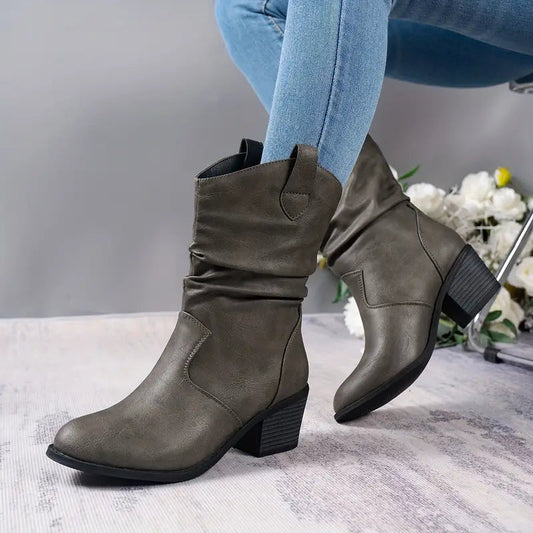 Cleo Women's Chunky Heel Boots - styled view