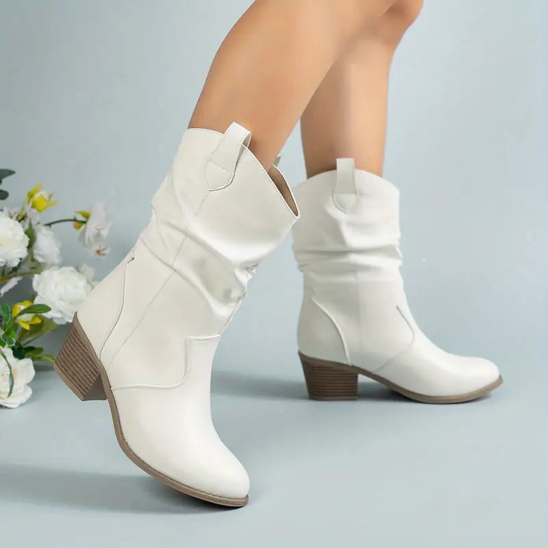 Cleo Women's Chunky Heel Boots - back view