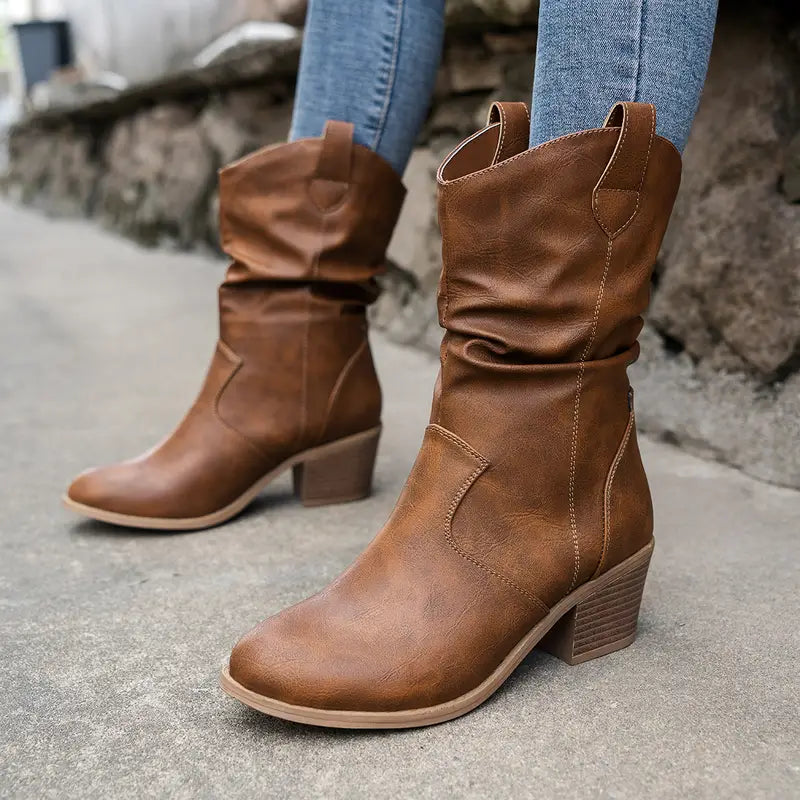 Cleo Women's Chunky Heel Boots - front view