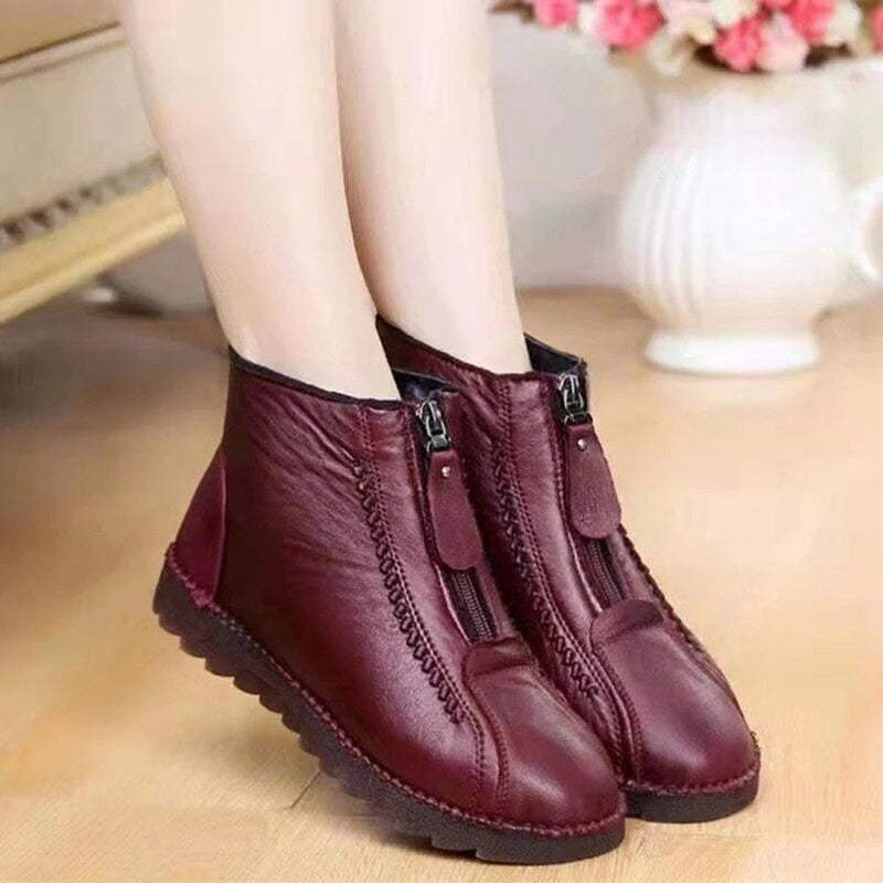 Giselle Women's Ankle Boots | Chunky, Faux Leather, Zipper