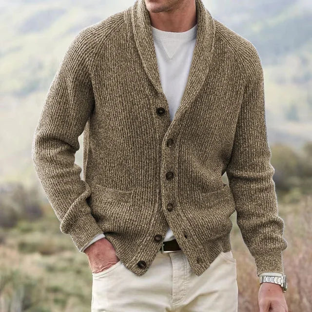 Cormac Men's Cardigan - fabric and finish detail