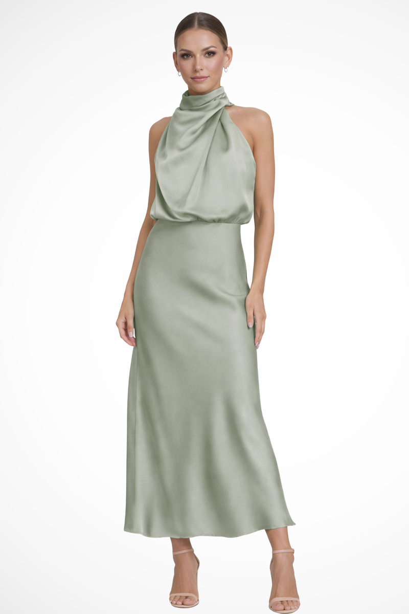 Jolie Women's Satin Midi Dress - back view