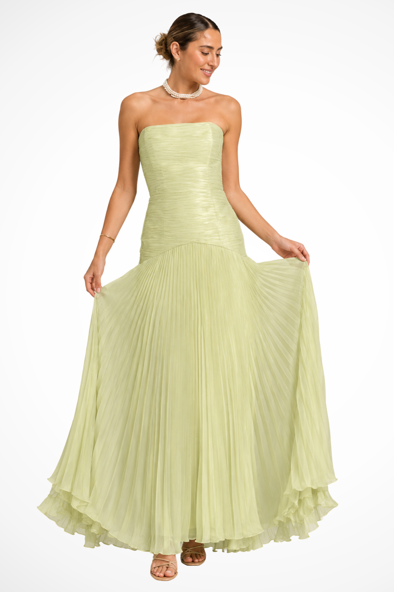 Hattie Women's Pleated Maxi Dress | Strapless