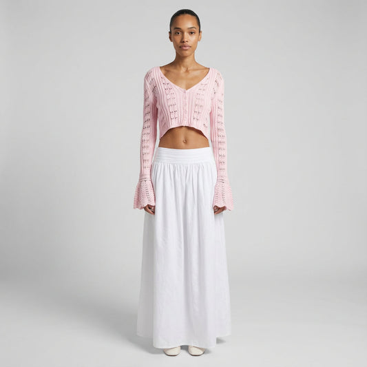 Solena Women's Cardigan | Lightweight Crochet Knit, Elegant V Neck