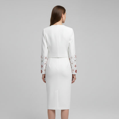 Cora Women's Dress Set | Elegant Two Piece with Long Sleeve Jacket & Pencil Skirt 2