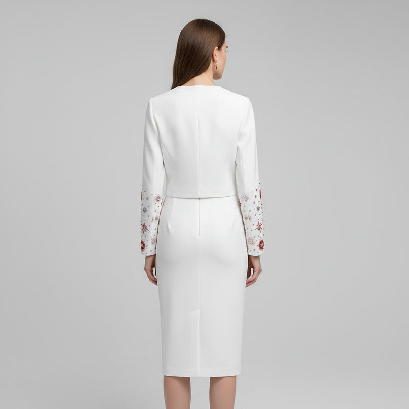 Cora Women's Dress Set | Elegant Two Piece with Long Sleeve Jacket & Pencil Skirt 2