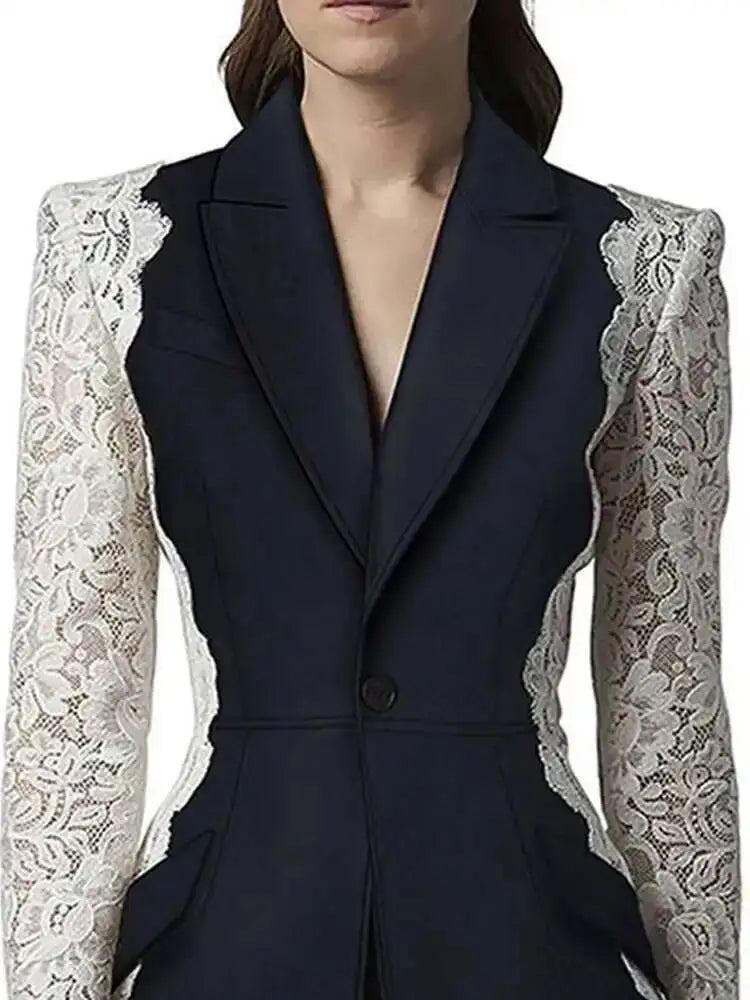 Daisy Women's Blazer | Notched Lace Patchwork, Tailored Fit 2