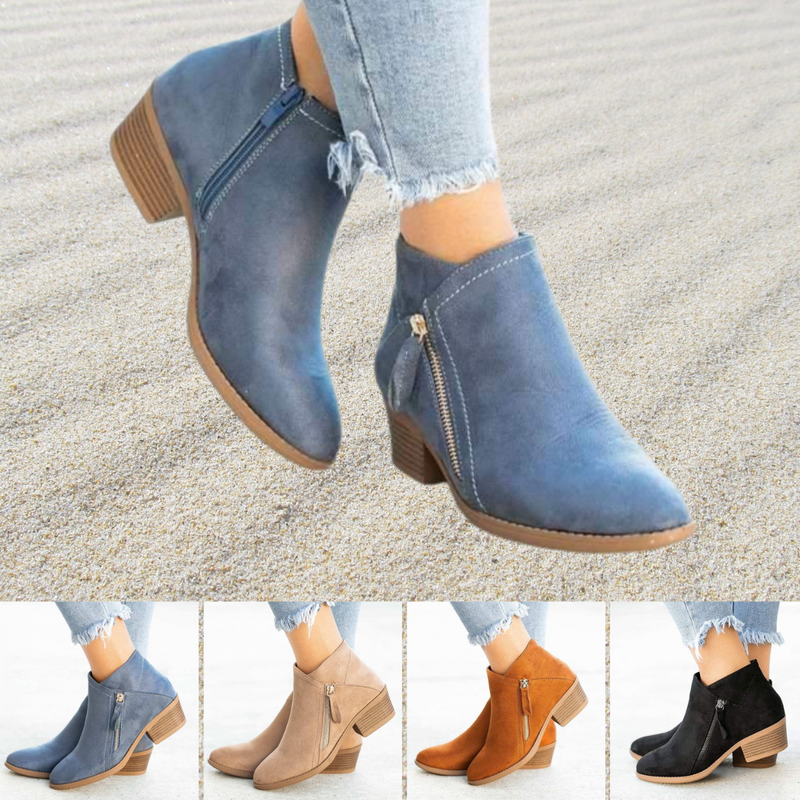 Winona Women's Chunky Heel Ankle Boots - back view