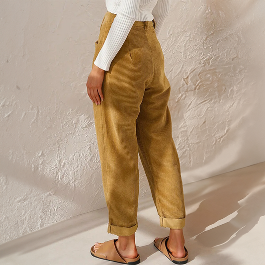 Noor Women's Pleated Trousers - styled view